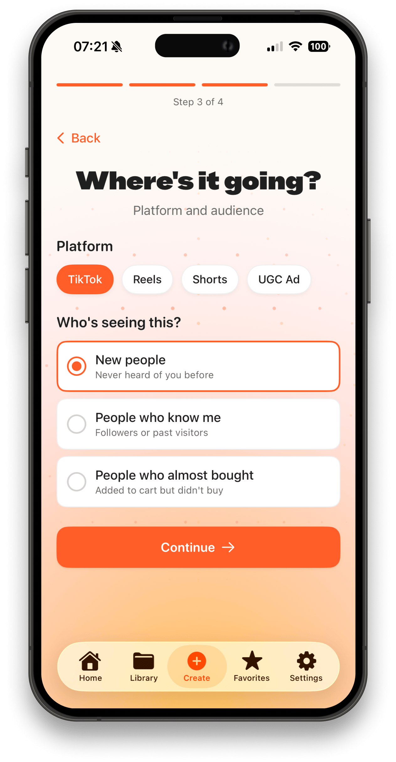 HookSmith AI app interface showing hook generation