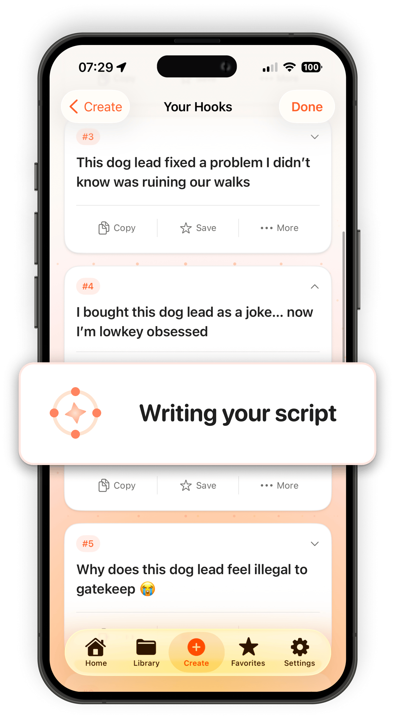 HookSmith AI script builder showing complete video script structure